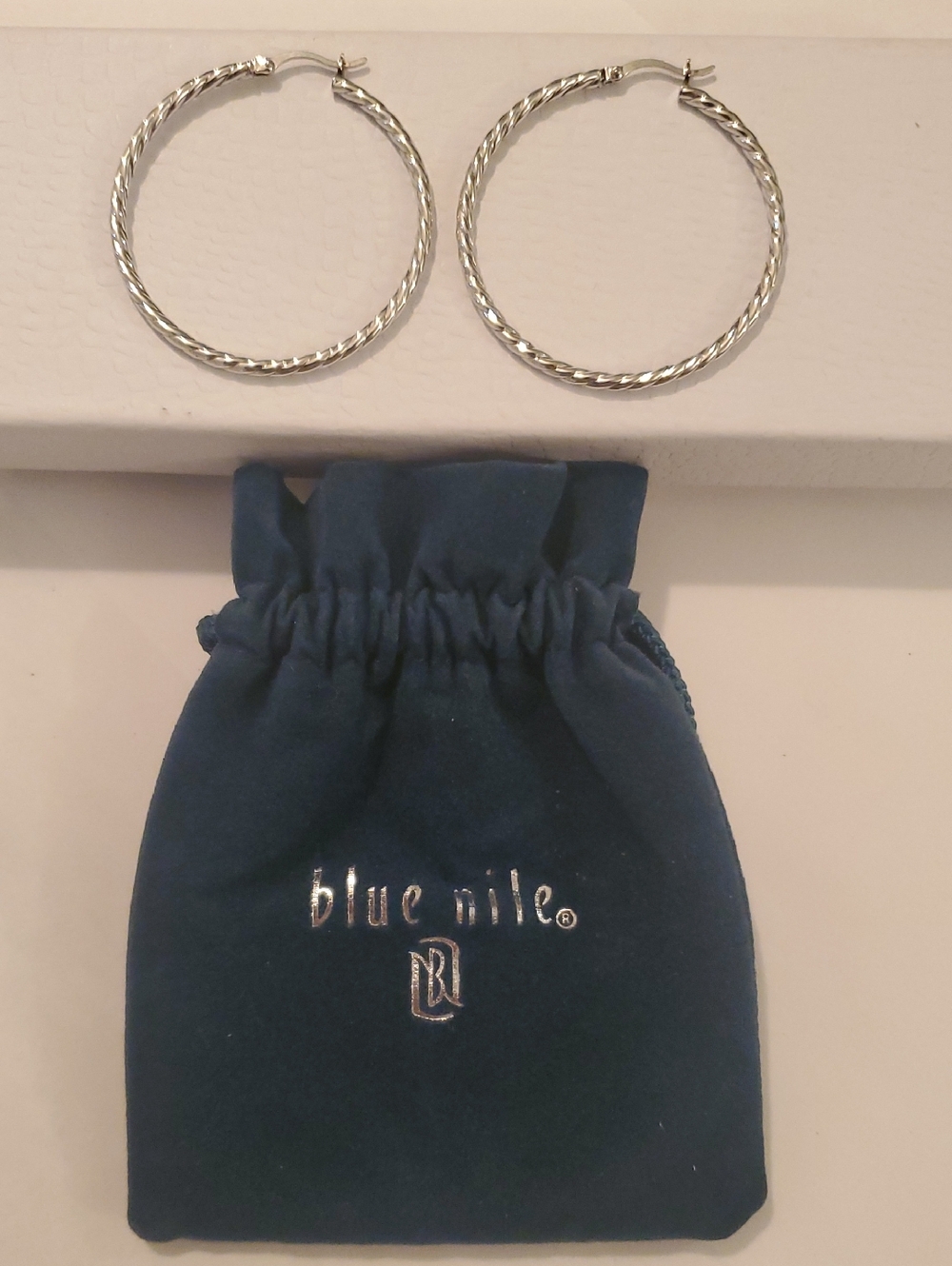 Blue Nile Sterling Silver Twisted Hoop Earrings          1 3/4"